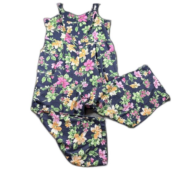 Old Navy Linen Floral Cami Jumpsuit NWT Boho Coastal Navy Floral Size 2X F109 - Picture 1 of 14